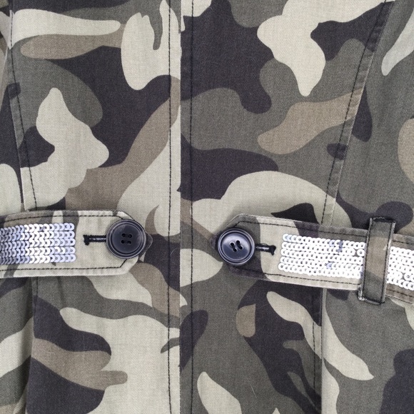 INC Trench International Concepts Camo sequin trench coat - Picture 6 of 8